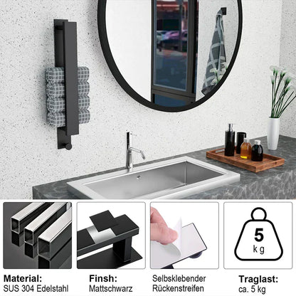 Stylish Wall Mounted Towel Holder in Silver and Black