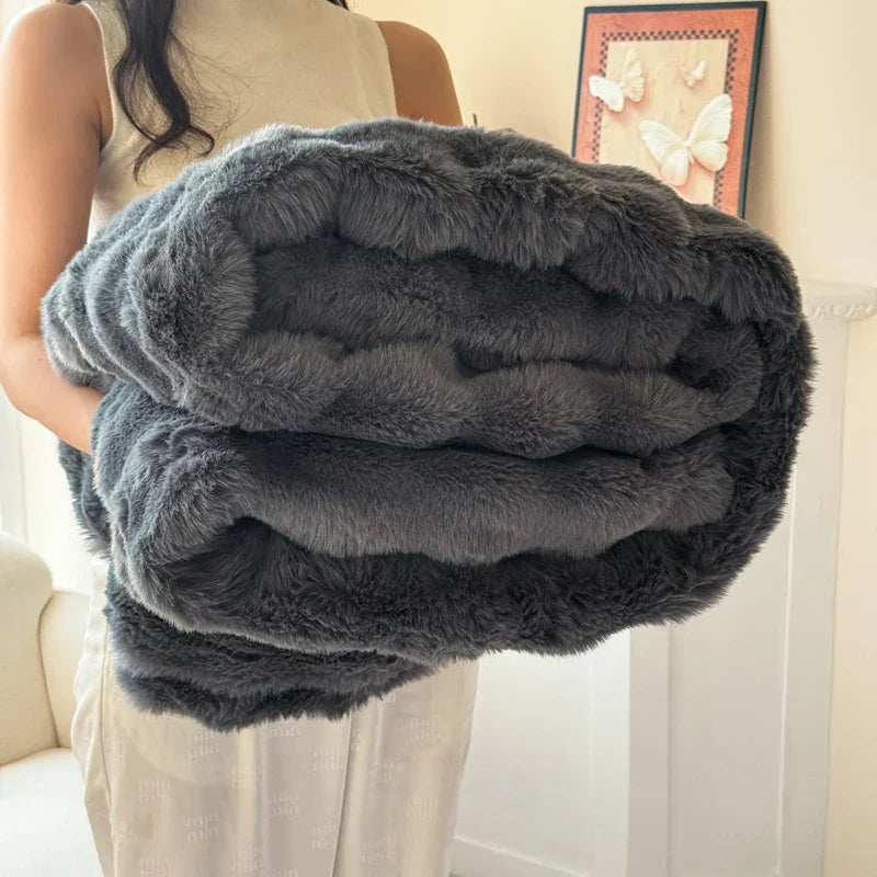 Ultra Soft Double Layer Faux Fur Throw Blanket