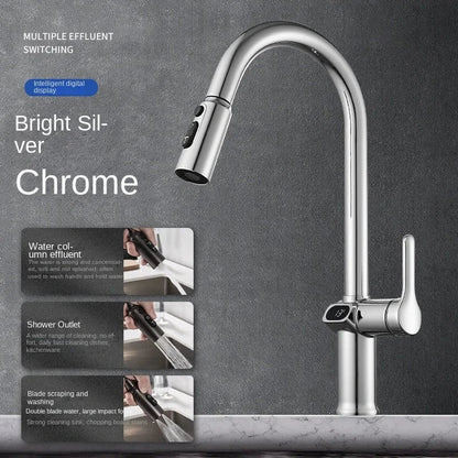 Smart Kitchen Faucet with Touch Screen and Rotating Spout