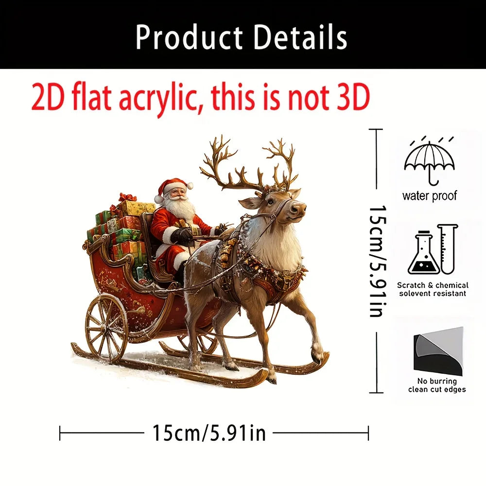Santa Claus Reindeer Sleigh Acrylic Christmas Decoration