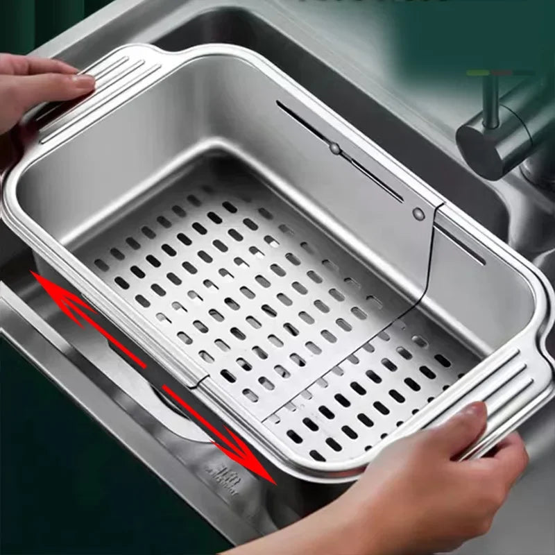 Space Saving Stainless Steel Sink Veggie Strainer Basket - Yeezlab