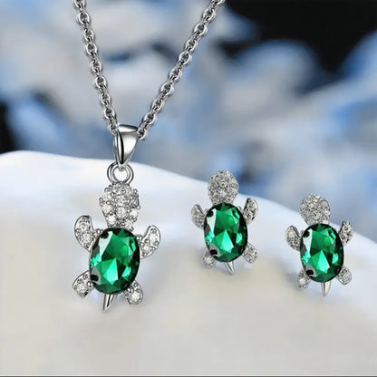Sea Turtle Good Luck Necklace Earrings Set