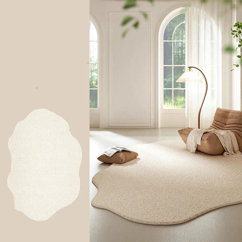Beige and White Striped Area Rug