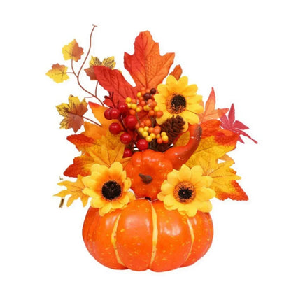 Fall Decorative Pumpkin with Silk Flowers - Yeezlab