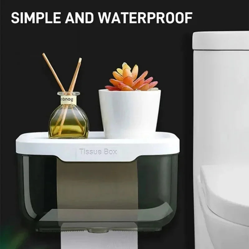 Stylish Wall Mount Toilet Paper Holder with Storage