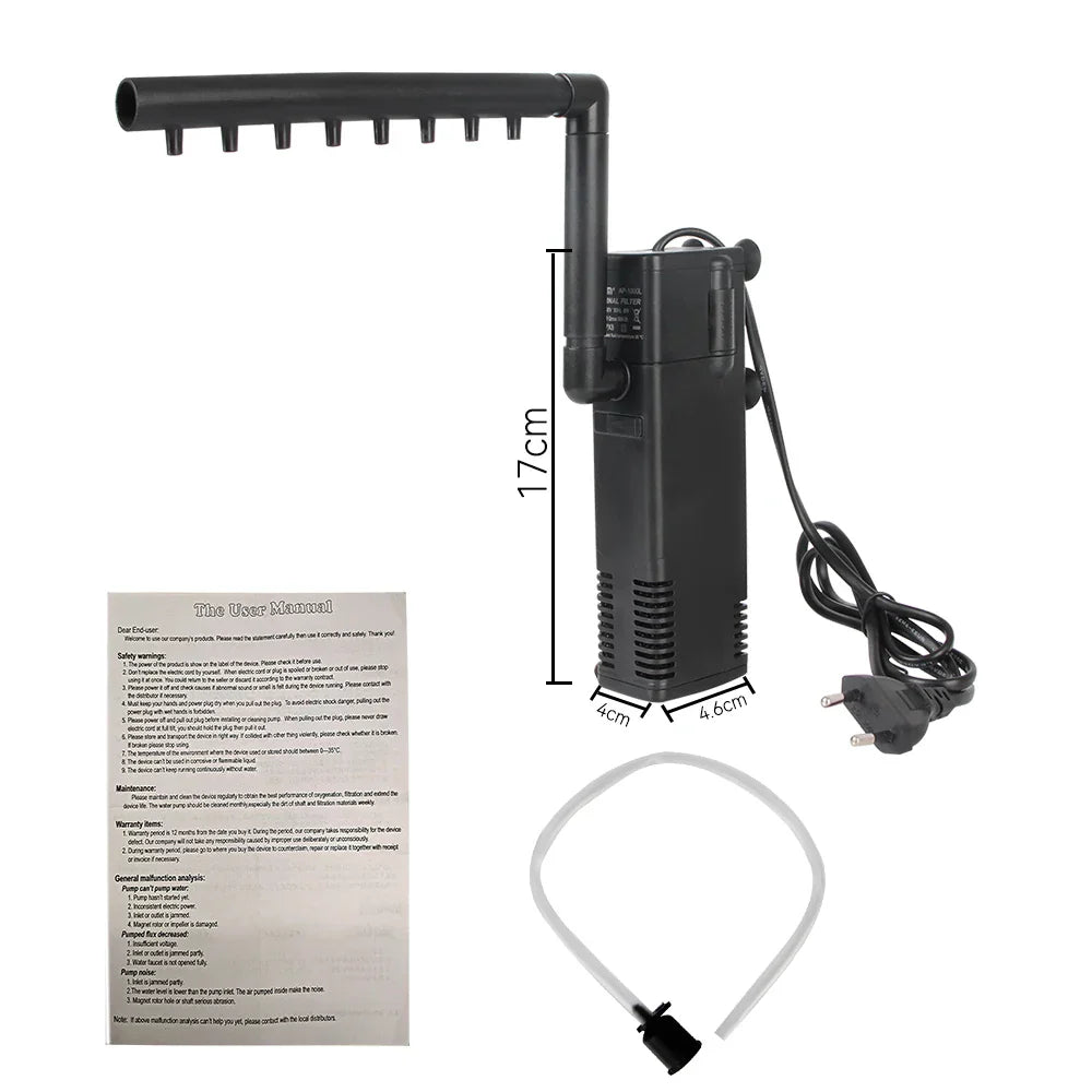 Compact Aquarium Water Pump with Filter & Aerator