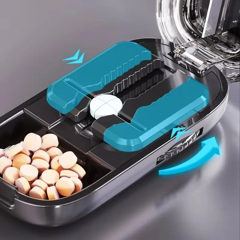Portable Compact Pill Box Cutter Container