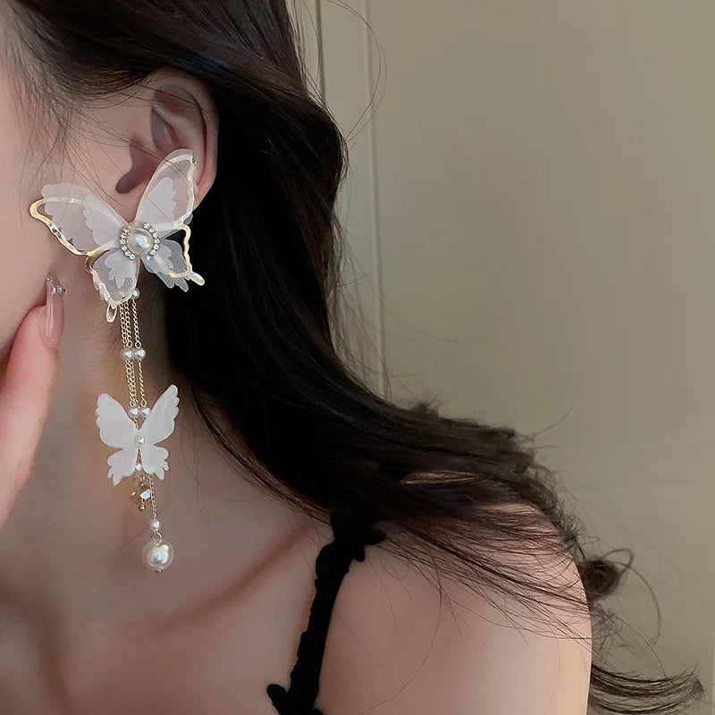 Trendy Black Butterfly Drop Earrings