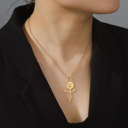 Fun Edgy Middle Finger Stick Figure Necklace