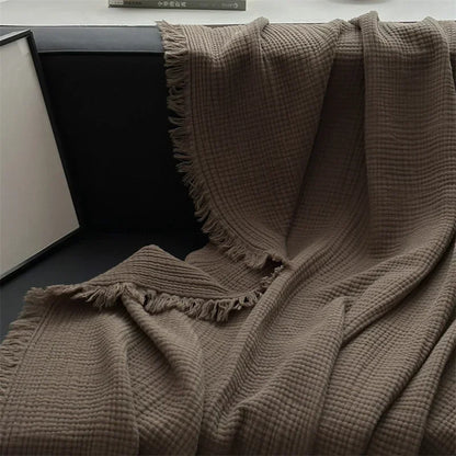 Cozy Plain Cotton Throw Blanket