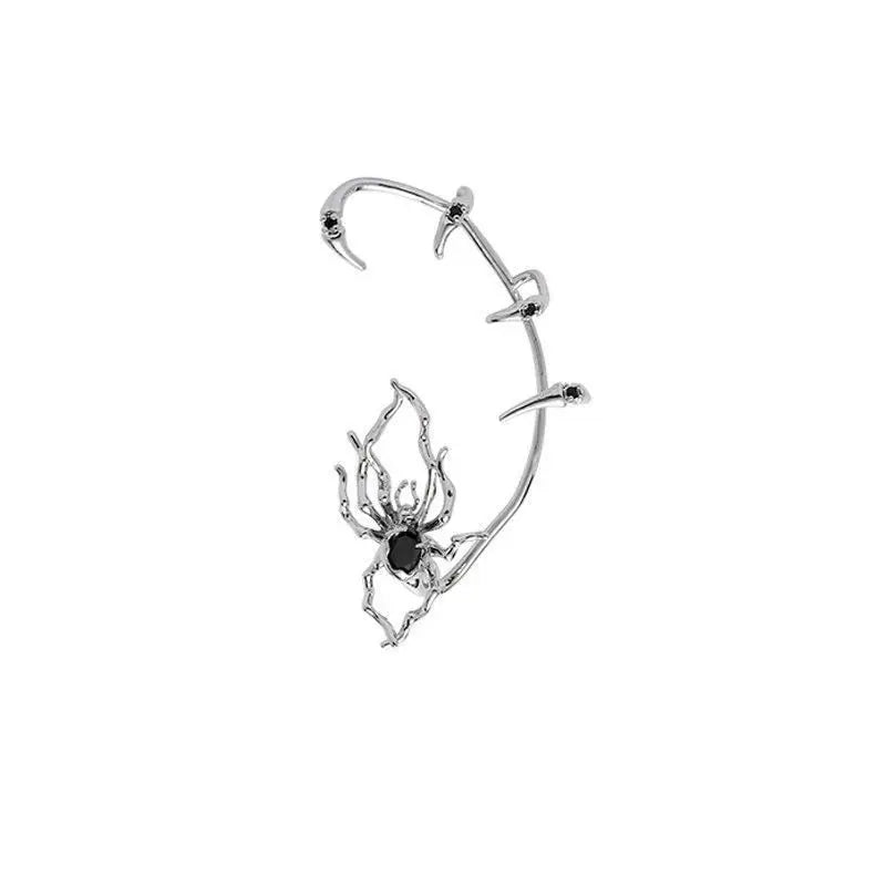 Edgy Black Web Drop Earring