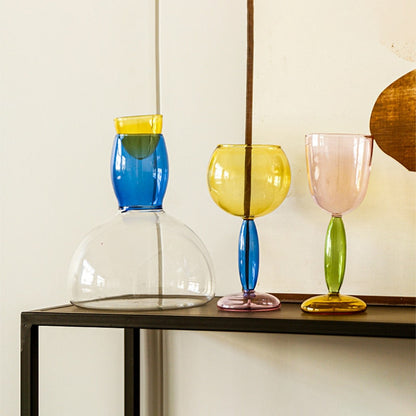 Colorful Glass Pitcher and Tumbler Set