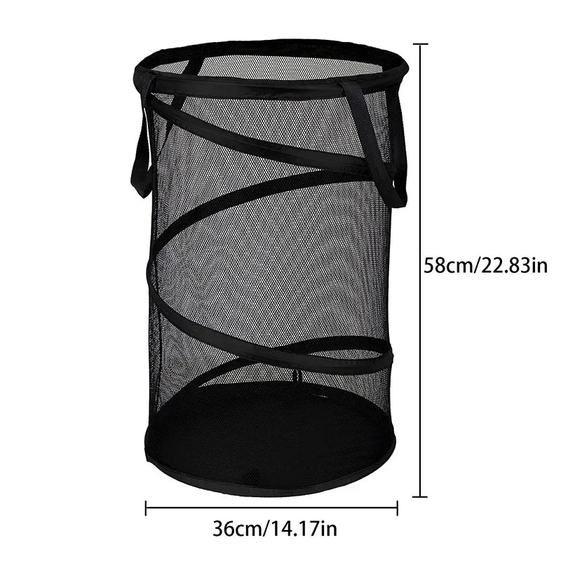 Collapsible Laundry Hamper with Mesh Panel and Handles - Yeezlab