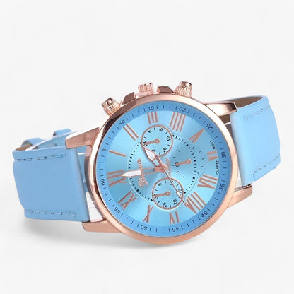Waterproof Leather Strap Women's Watch 42mm