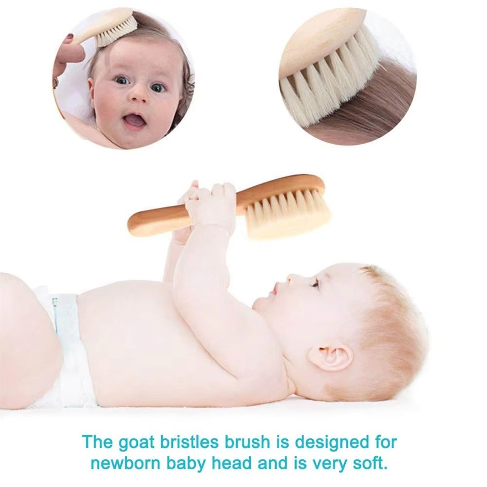 Gentle Wood Baby Hair Brush Set with Soft Bristles