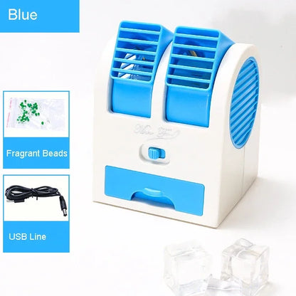 Compact Dual USB Cooling Desk Fan Humidifier
