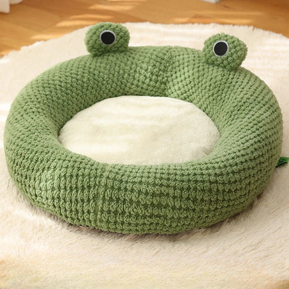 Cozy Pet Hideaway Plush Frog Cave Bed