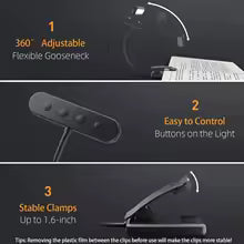 Portable LED Clip Lamp with Adjustable Brightness