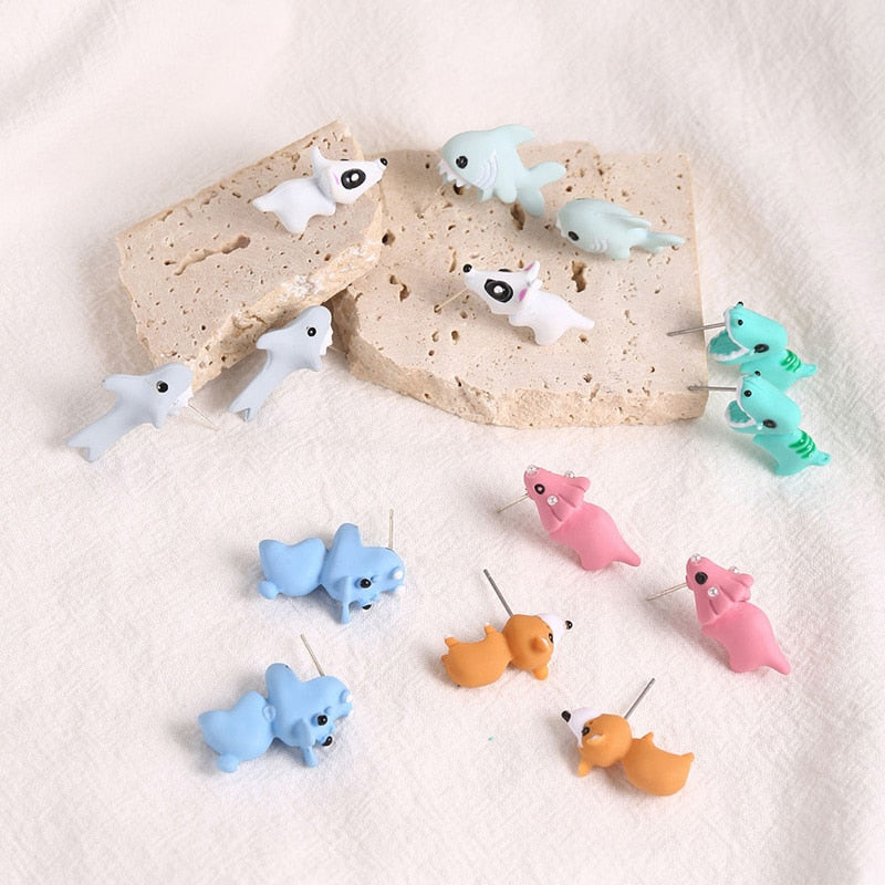 Fun Animal Face Cartoon Stud Earrings