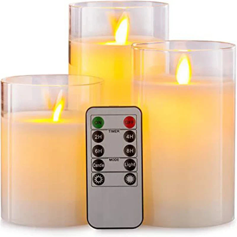 Warm LED Glass Candle Set with Remote Control - Yeezlab