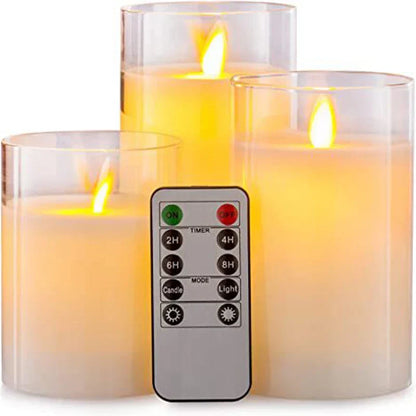 Warm LED Glass Candle Set with Remote Control - Yeezlab