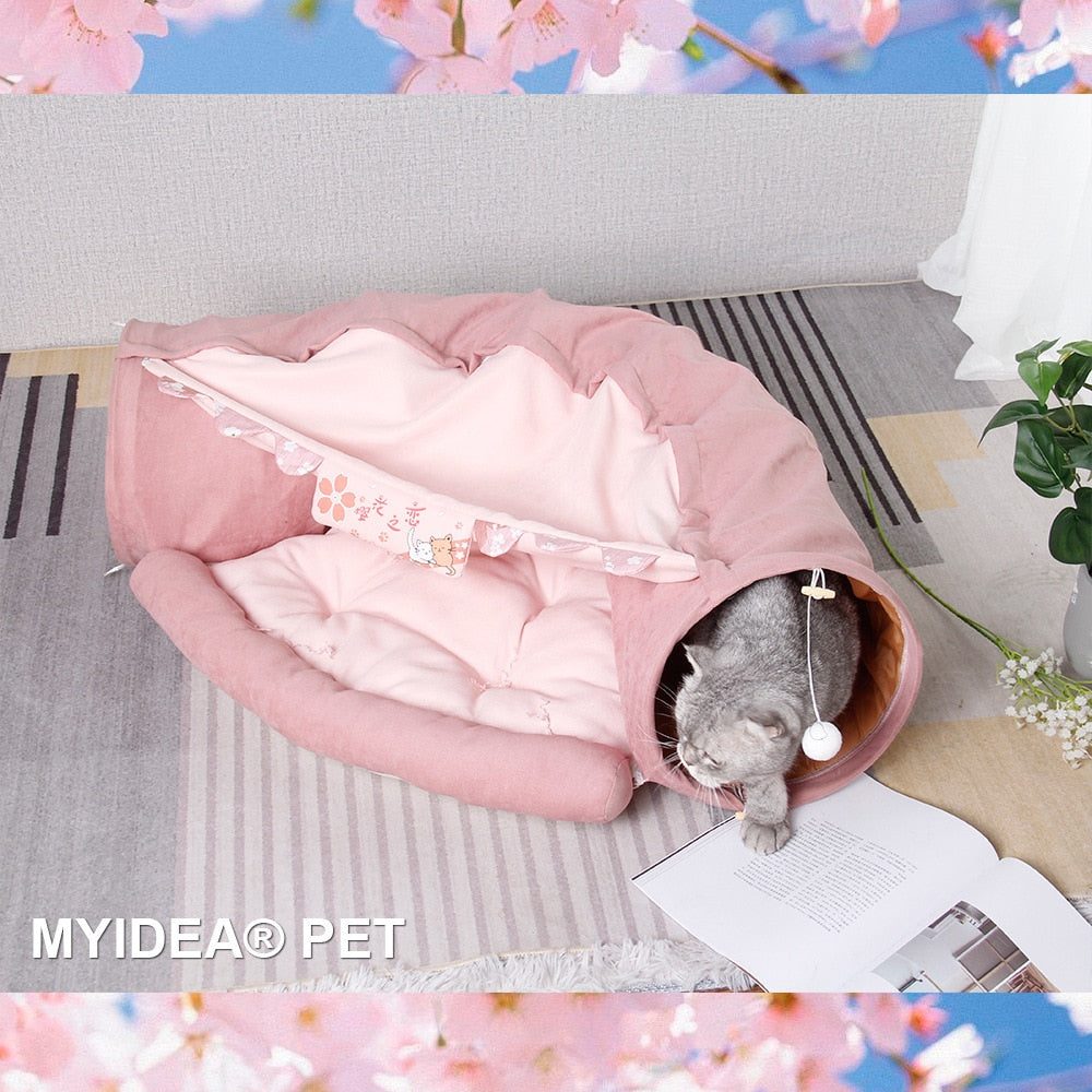 Collapsible Pet Play Tunnel House Bed