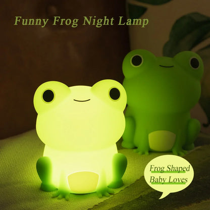 Colorful Kids Nightlight Frog with Timer and USB Recharge
