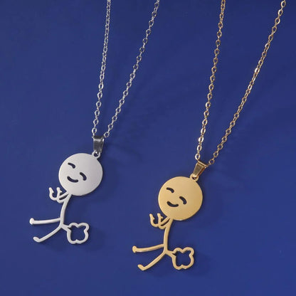 Fun Edgy Middle Finger Stick Figure Necklace