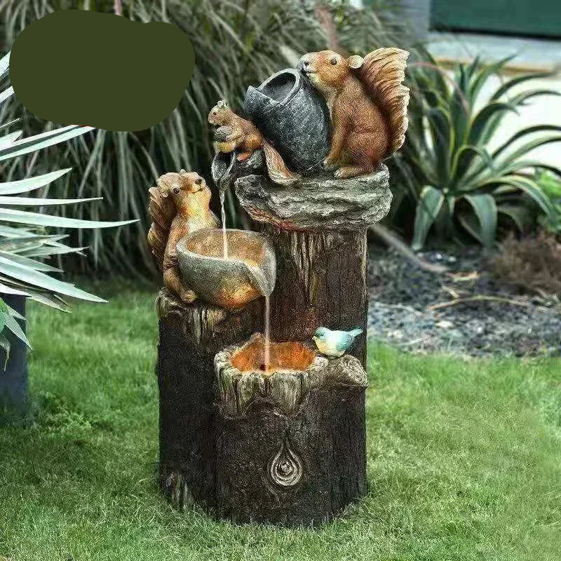 Colorful Outdoor Solar Fountain Figure with LED Light