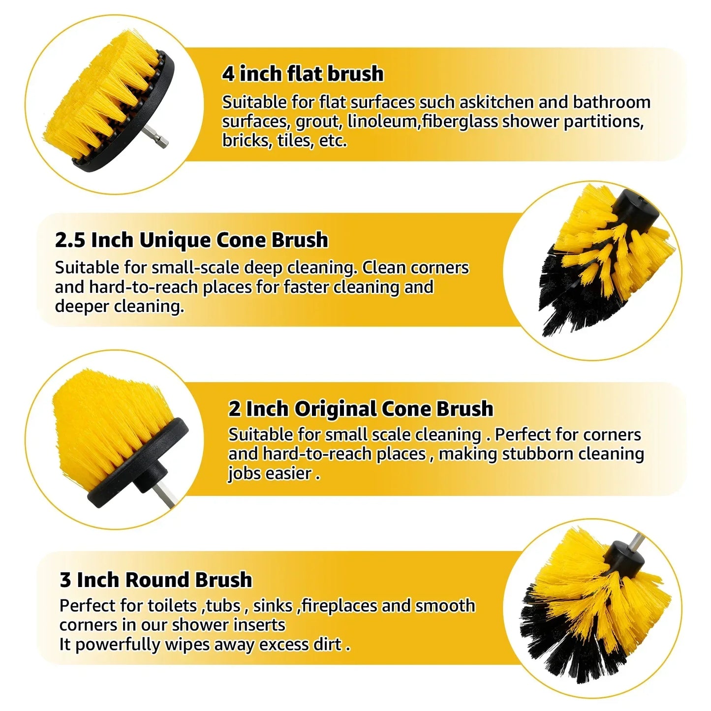 Powerful Drill Brush Cleaning Kit 5 Piece Set