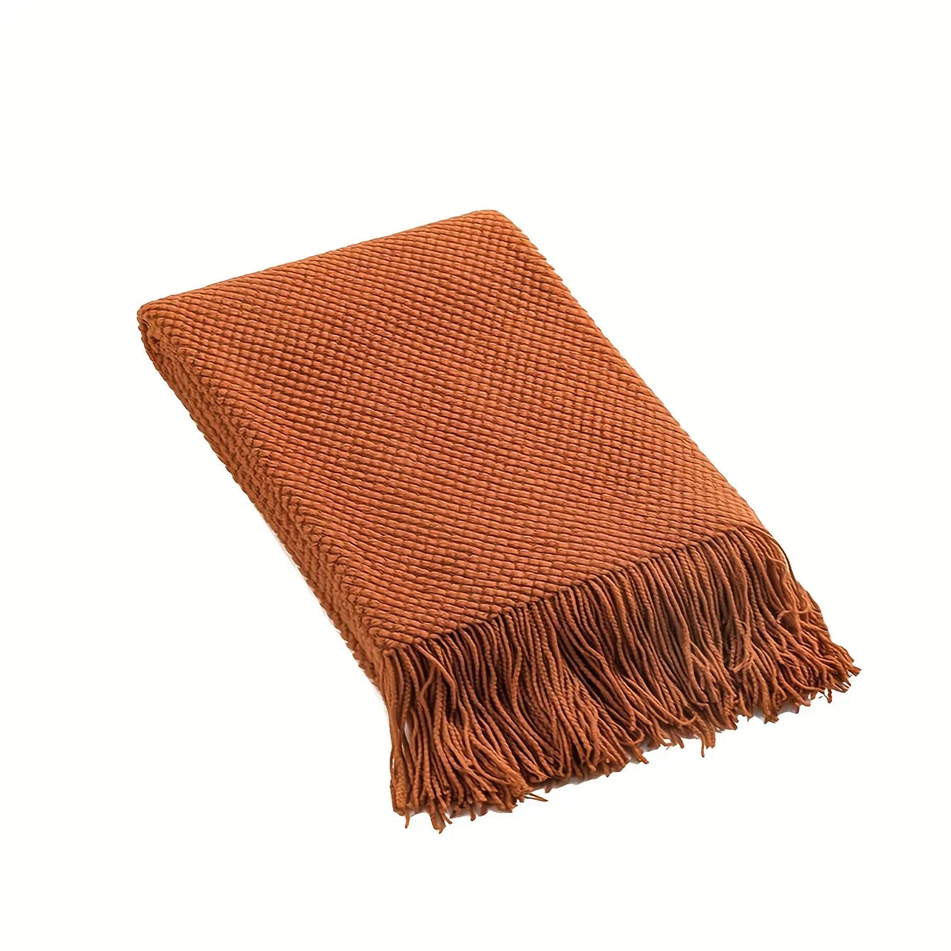 Soft Orange Throw Knitted Blanket