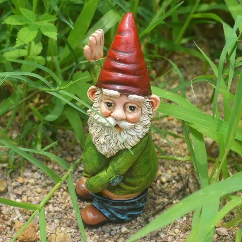 Unique Resin Gnome Statue with White Beard