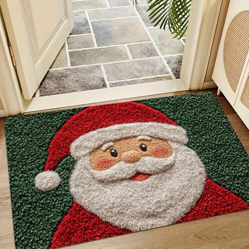 Holiday Cheer Christmas Doormat Santa Gingerbread Design