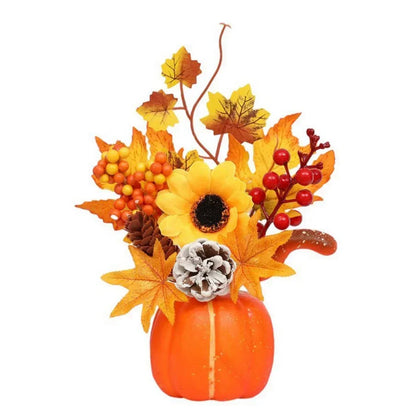 Fall Decorative Pumpkin with Silk Flowers