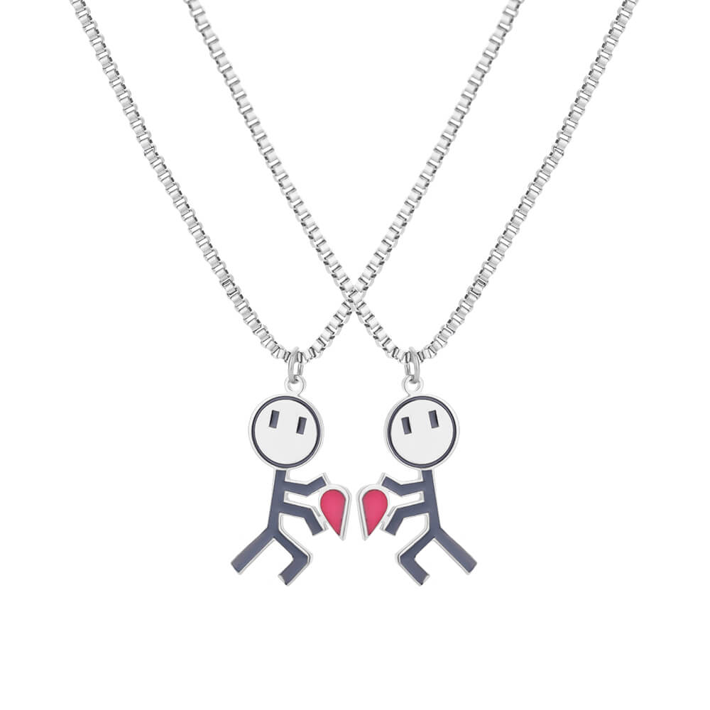 Cute Couple Heart Pendant Necklace Set - Yeezlab