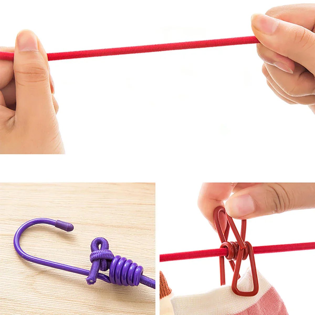 Portable Compact Travel Laundry Line with Clips