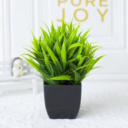 Small Realistic Eucalyptus Plant in Black Planter