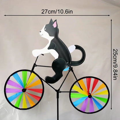 Colorful Cat Bike Garden Statue
