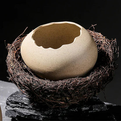 Unique Handcrafted Bird Nest Shaped Ceramic Bowl