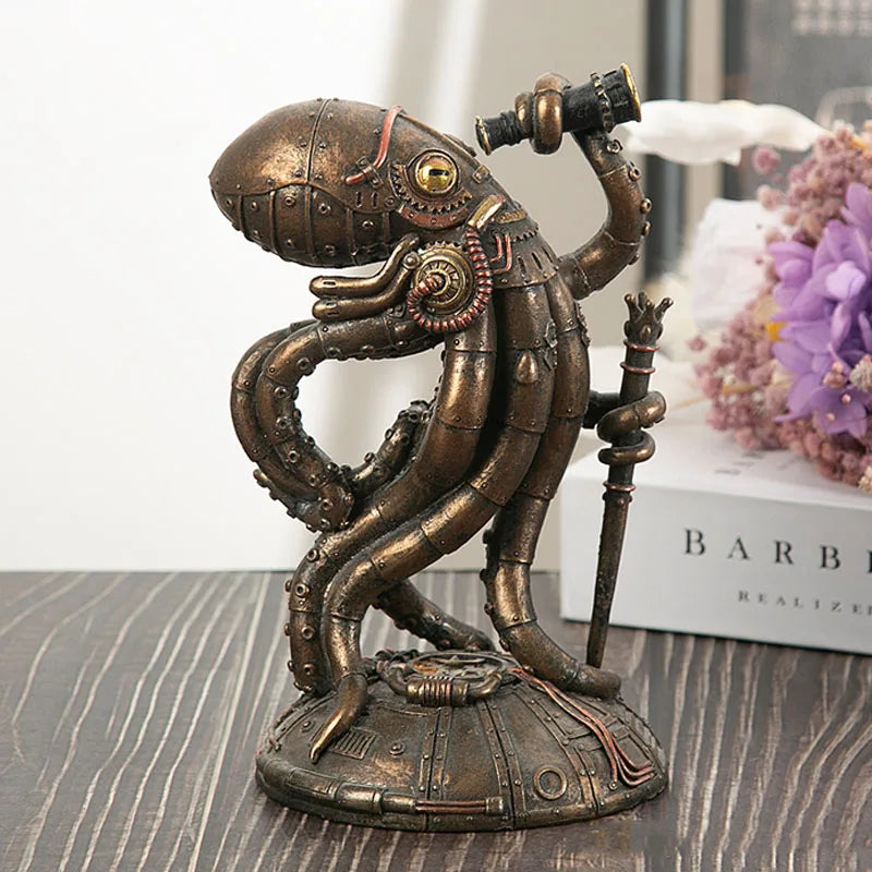 Unique Octopus Gear Desk Figure Decor Statue