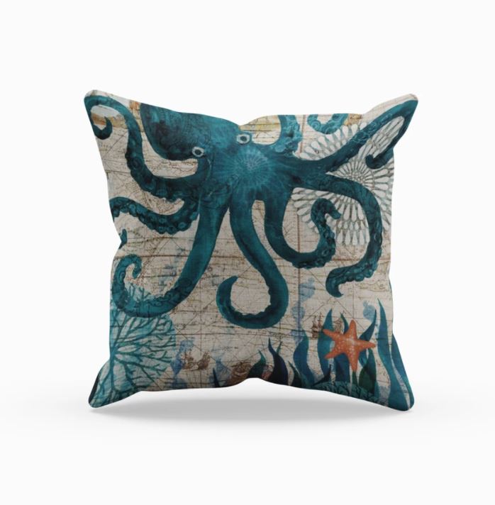 Colorful Ocean Theme Decorative Pillow Cushion