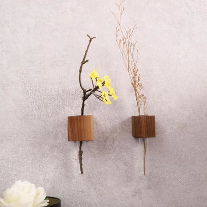 Natural Wood Floral Tube Vase