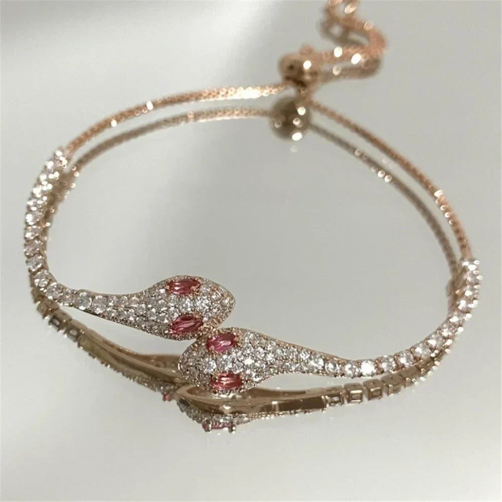 Sparkling Zircon Adjustable Snake Chain Bracelet - Yeezlab