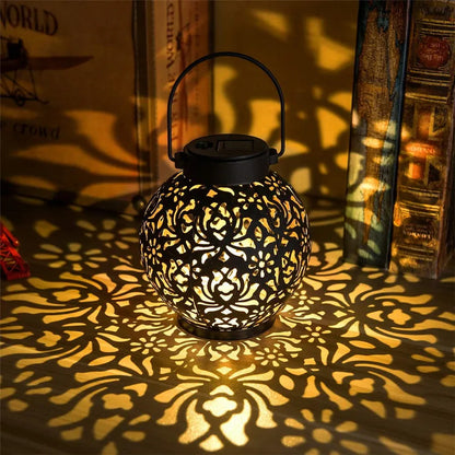 Solar Powered Hanging Garden Lantern with Iron Design - Yeezlab