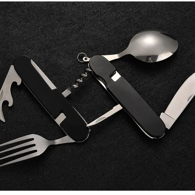 Portable 4-in-1 Stainless Steel Camping Utensil Set