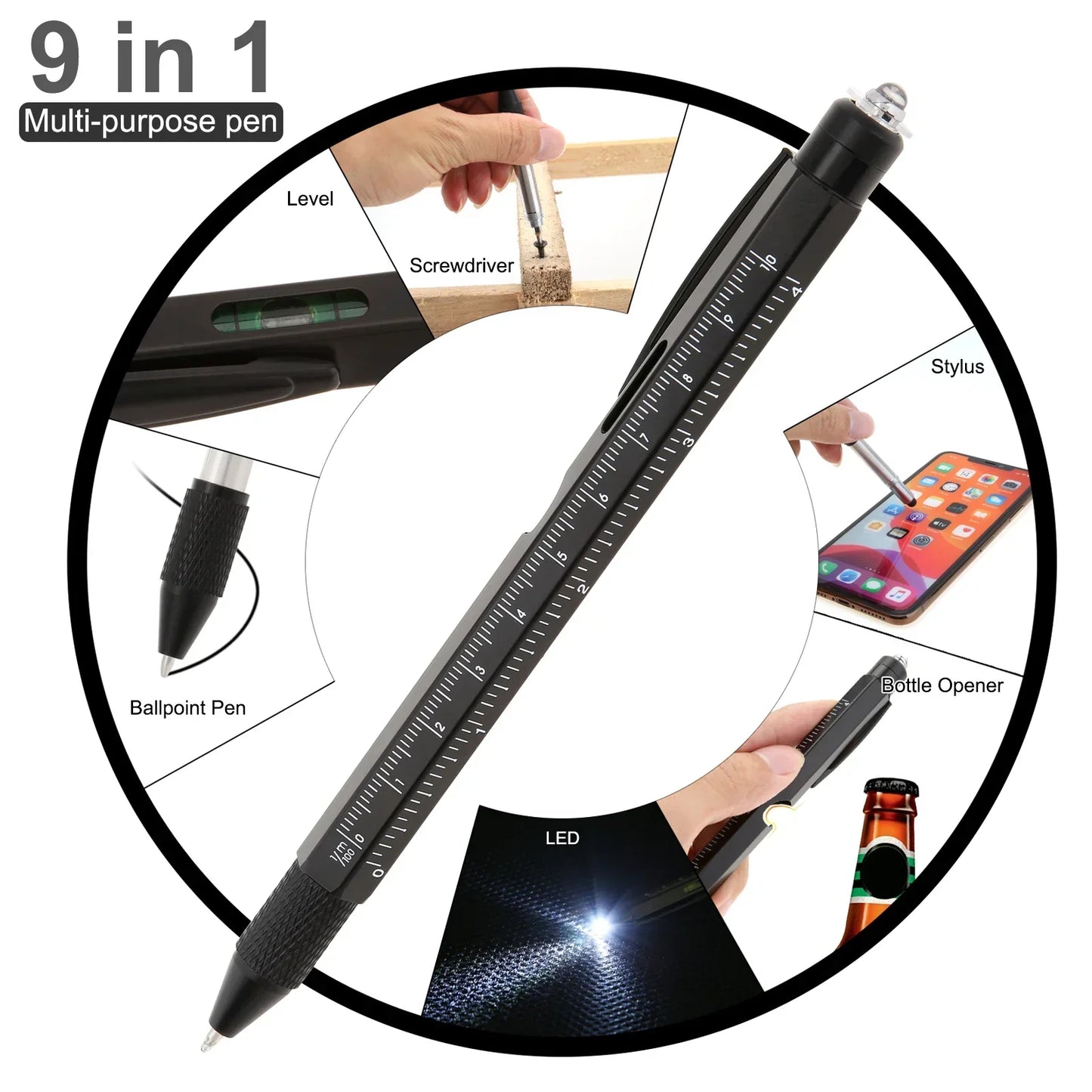 9in1 Multi Tool Stainless Steel Pocket Pen - Yeezlab
