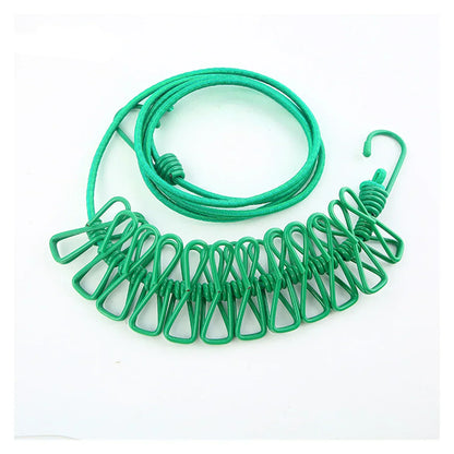 Portable Compact Travel Laundry Line with Clips