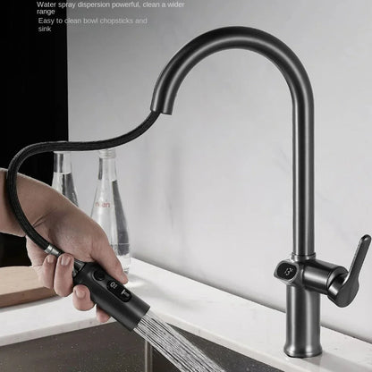 Smart Kitchen Faucet with Touch Screen and Rotating Spout