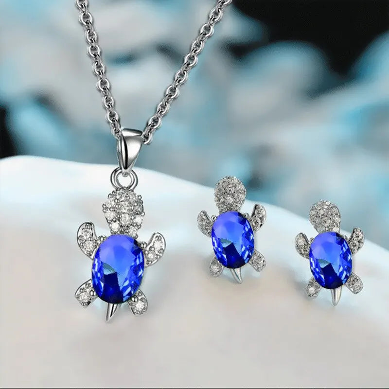 Sea Turtle Good Luck Necklace Earrings Set