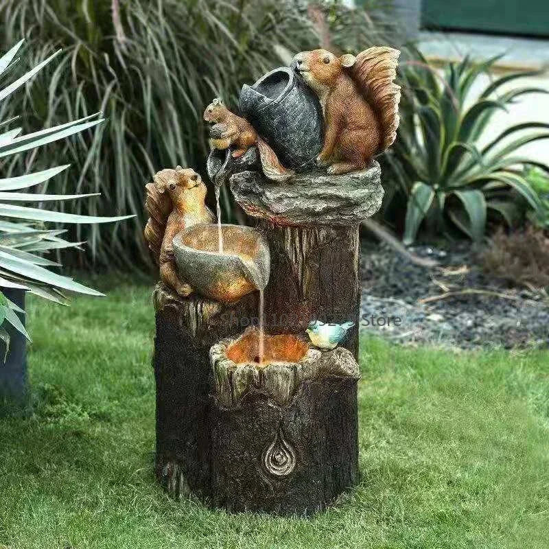 Colorful Outdoor Solar Fountain Figure with LED Light